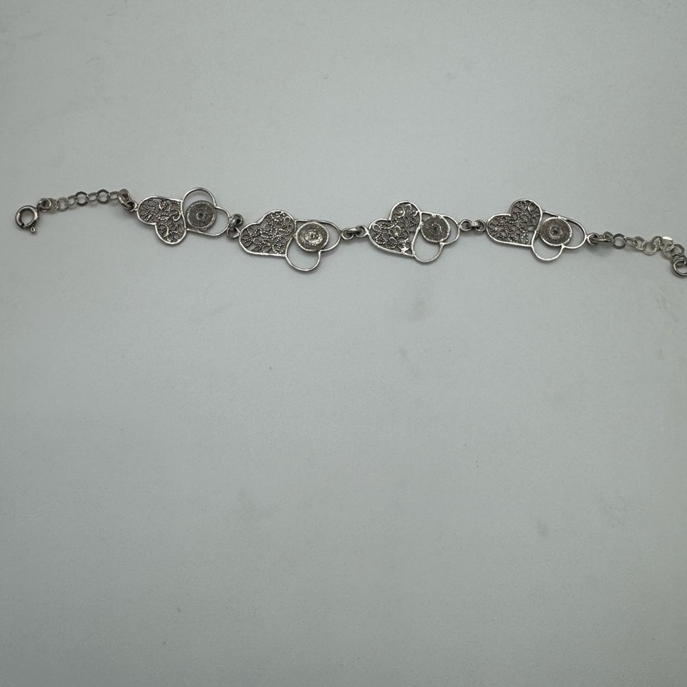 Elegant Sterling Silver Heart Bracelet